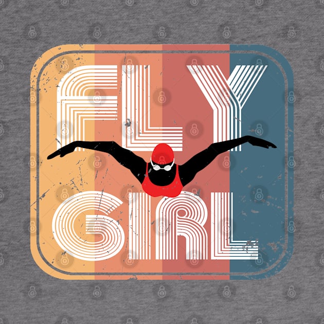 Retro Fly Girl Womens Swimming 1 by atomguy